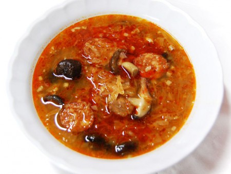 Kapustnica - cabbage soup with  mushrooms and homemade sausage 120 B