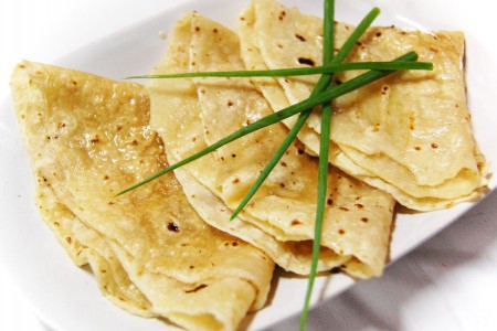 3 pieces of Lokscha slapped with  duck grease and garlic 90 B